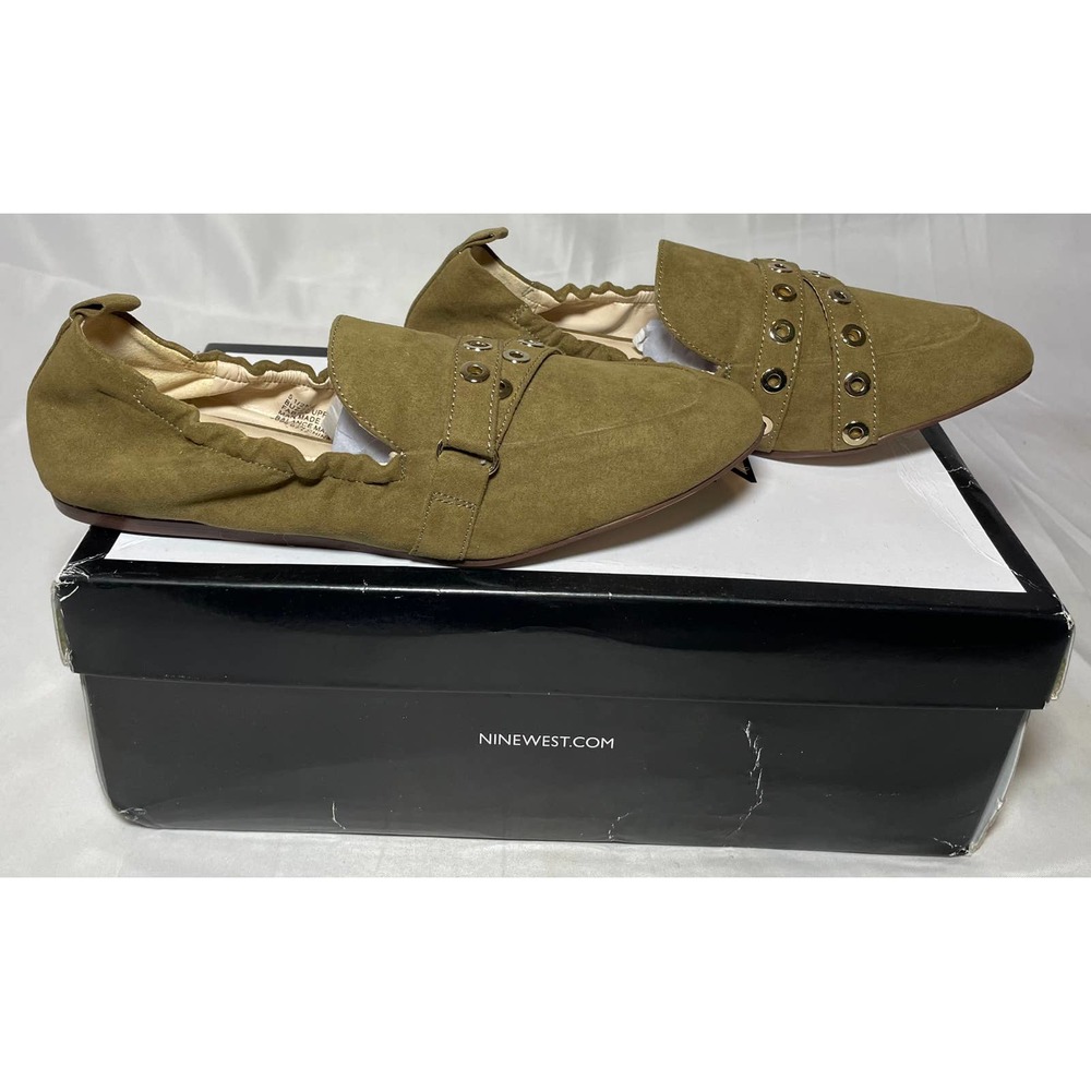 Nine West BuzzMe Brown Faux Suede Scrunch Ballet Flats Size 5.5 New in Box